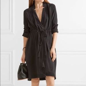 NWT Joie - STACY WASHED-SILK WRAP DRESS IN BLACK